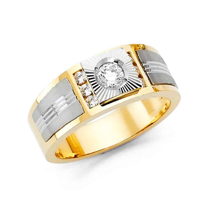 14K Yellow Gold Cubic Zirconia Men's Ring