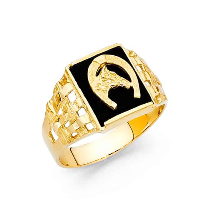 14K Yellow Gold Onyx Men's Ring