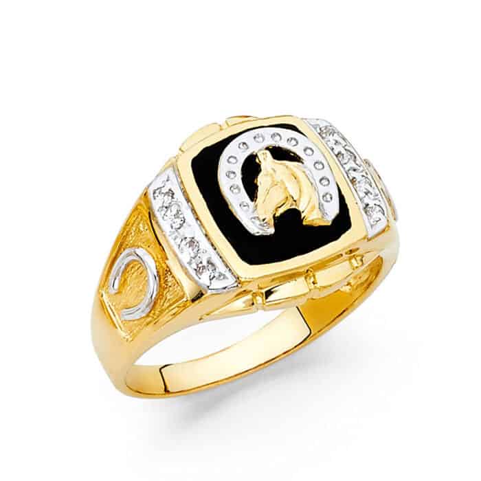 14K Yellow Gold Onyx Men's Ring