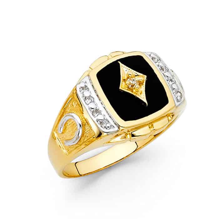 14K Yellow Gold Onyx Men's Ring