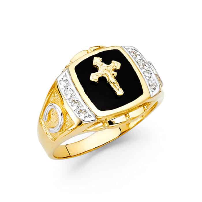 14K Yellow Gold Onyx Men's Ring