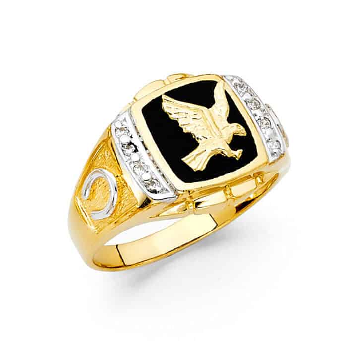14K Yellow Gold Onyx Men's Ring