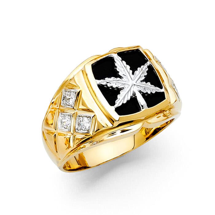 14K Yellow Gold Onyx Men's Ring