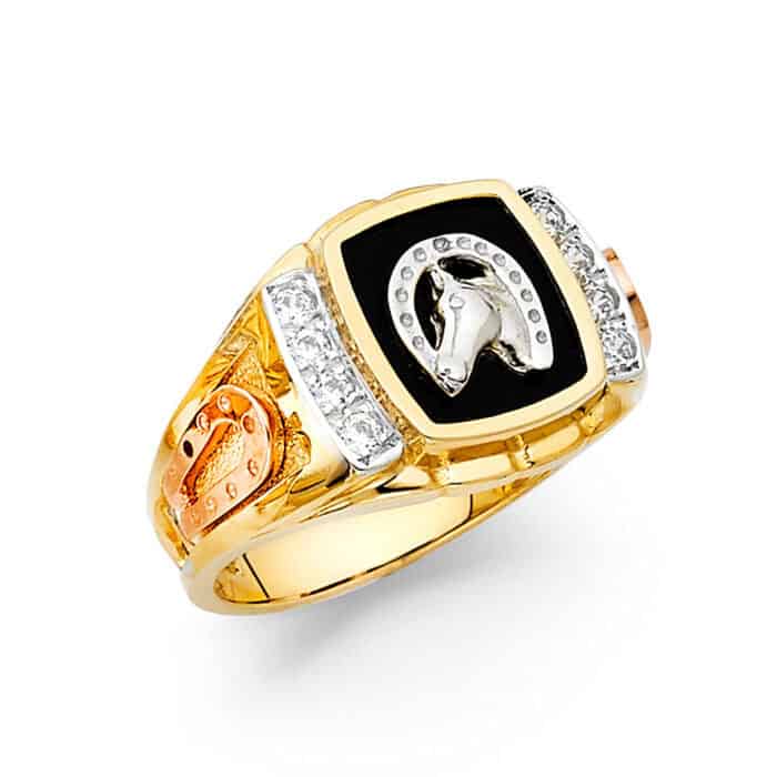 14K Yellow Gold Onyx Men's Ring