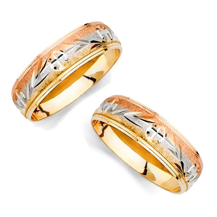14K Tri Color Gold Men's Wedding Band - Image 3