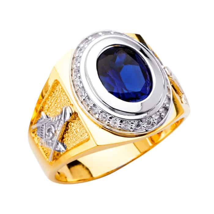 14K Two Tone Gold  Men's Cubic Zirconia Ring