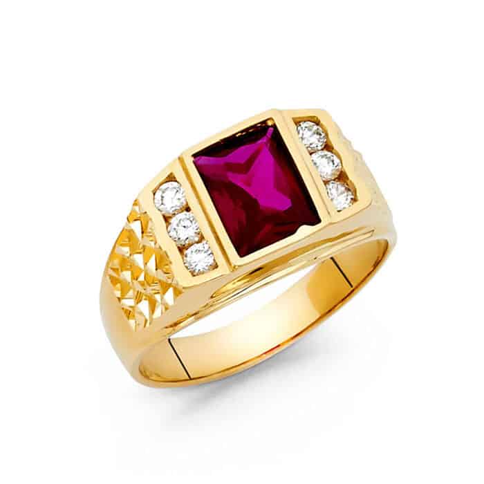 14K Yellow Gold Cubic Zirconia Men's Ring