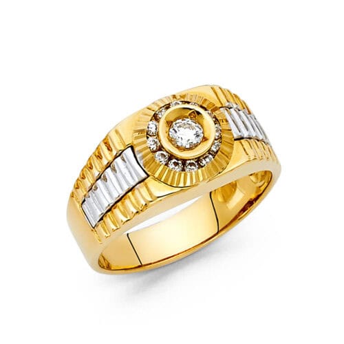 14K Yellow Gold Cubic Zirconia Men's Ring