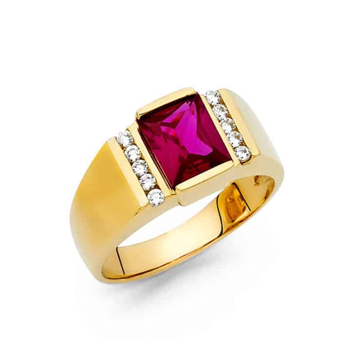 14K Yellow Gold Cubic Zirconia Men's Ring
