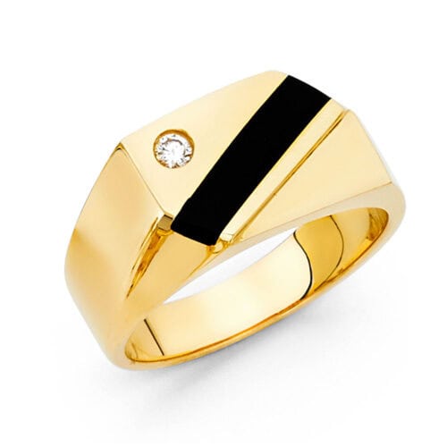 14K Yellow Gold Onyx Men's Ring