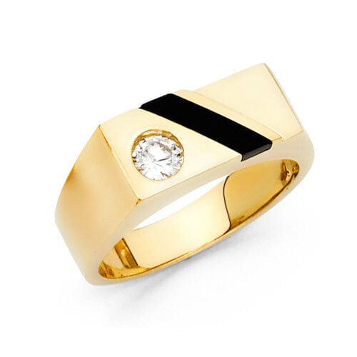 14K Yellow Gold Onyx Men's Ring