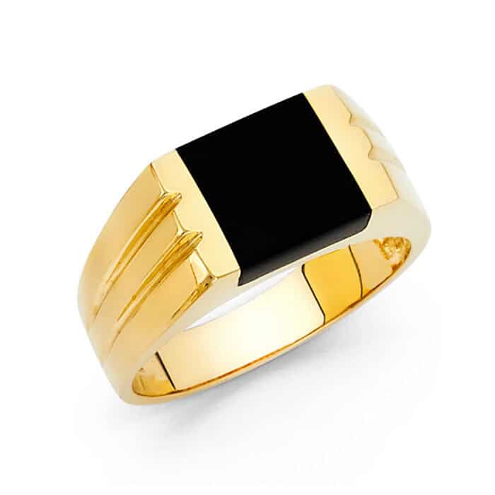 14K Yellow Gold Onyx Men's Ring