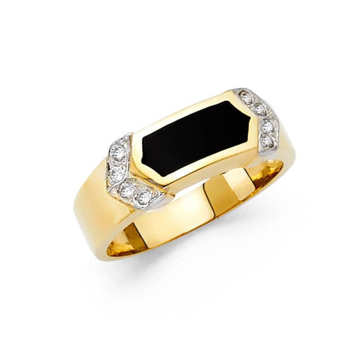 14K Yellow Gold Onyx Ring