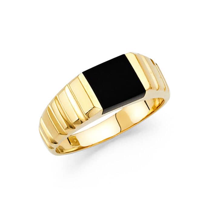 14K Yellow Gold Onyx Ring