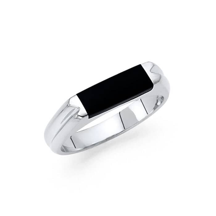 14K White Gold Onyx Ring