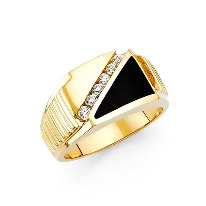 14K Yellow Gold Onyx Men's Ring