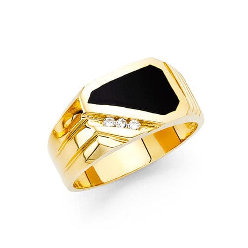 14K Yellow Gold Onyx Men's Ring