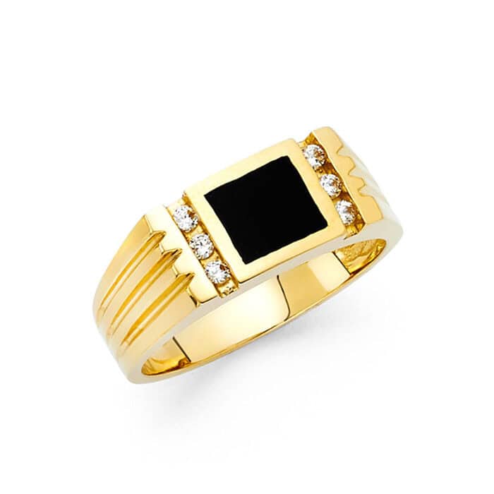 14K Yellow Gold Onyx Men's Ring