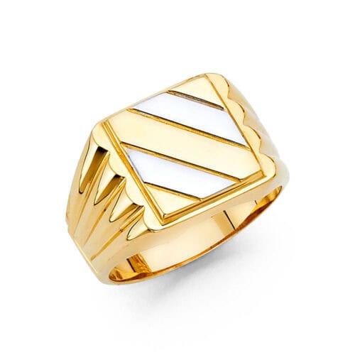 14K Two Tone Gold Men's Ring