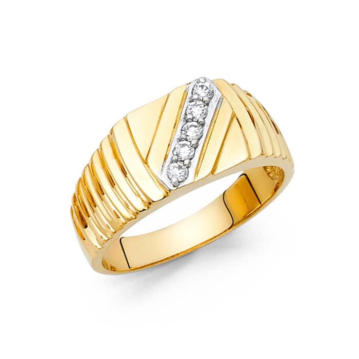 14K Yellow Gold Cubic Zirconia Men's Ring