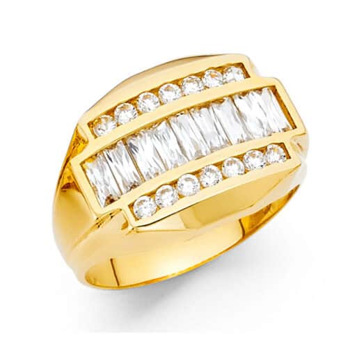 14K Yellow Gold Cubic Zirconia Men's Ring