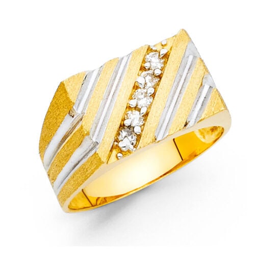 14K Yellow Gold Cubic Zirconia Men's Ring