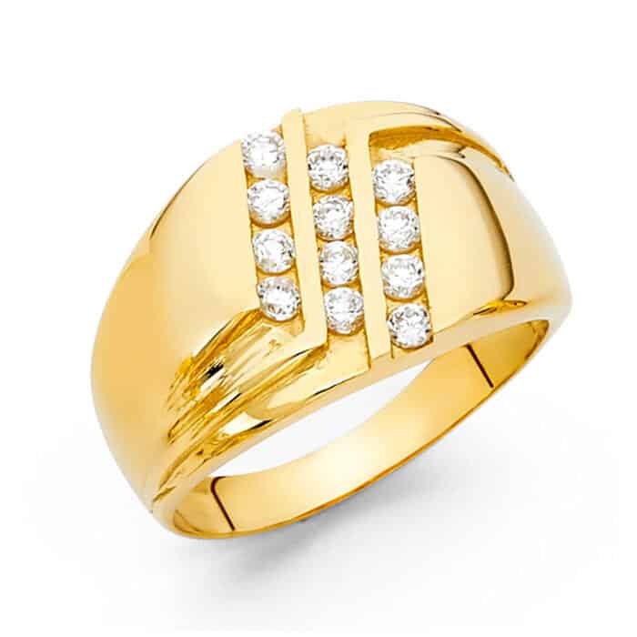 14K Yellow Gold Cubic Zirconia Men's Ring