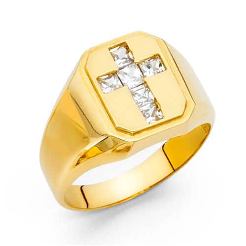 14K Yellow Gold Cubic Zirconia Men's Ring