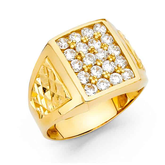 14K Yellow Gold Cubic Zirconia Men's Ring