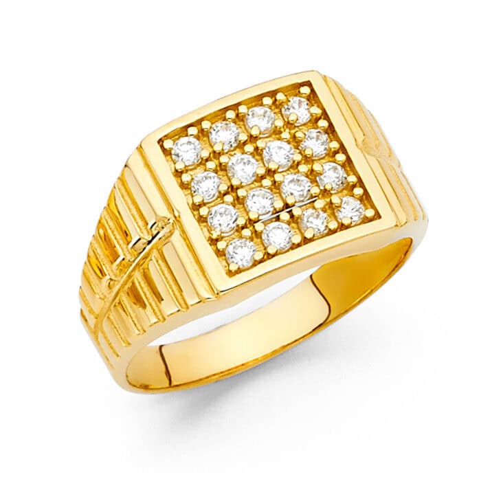 14K Yellow Gold Cubic Zirconia Men's Ring