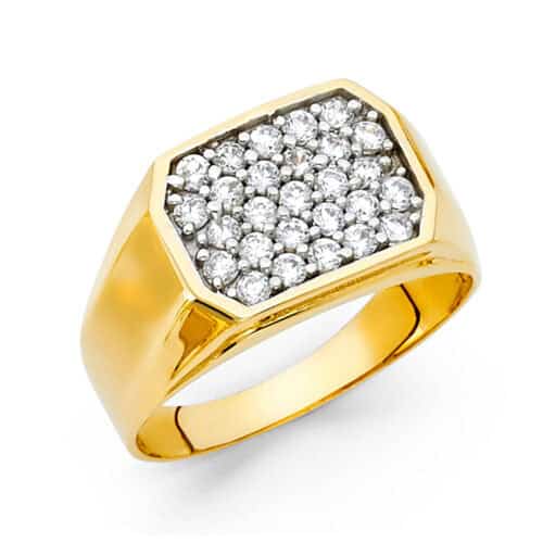 14K Yellow Gold Cubic Zirconia Men's Ring