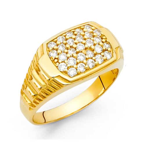 14K Yellow Gold Cubic Zirconia Men's Ring