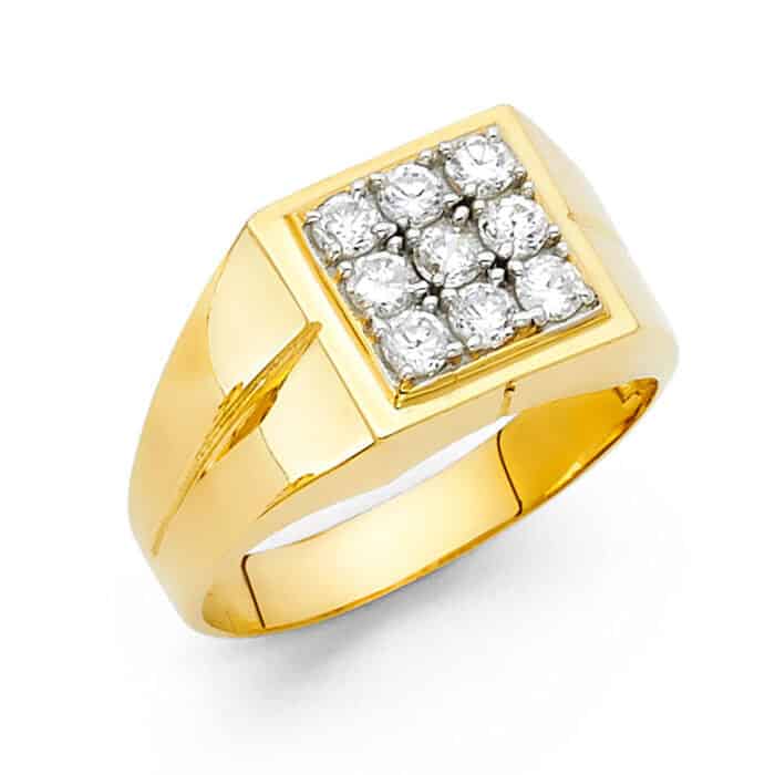 14K Yellow Gold Cubic Zirconia Men's Ring