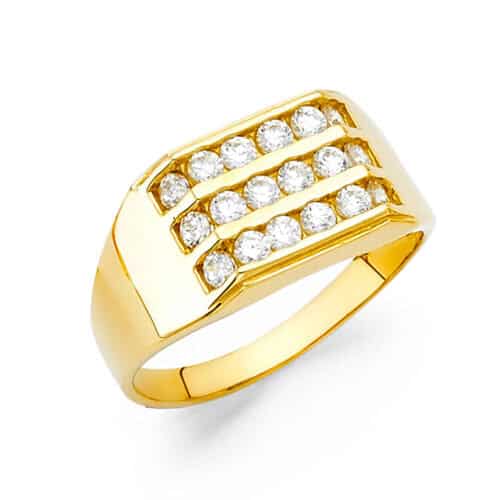 14K Yellow Gold Cubic Zirconia Men's Ring
