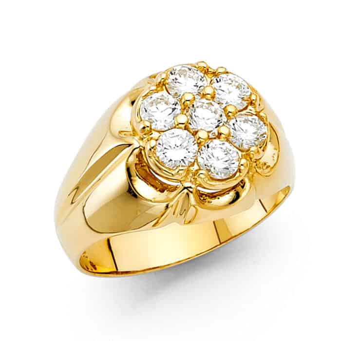 14K Yellow Gold Cubic Zirconia Men's Ring