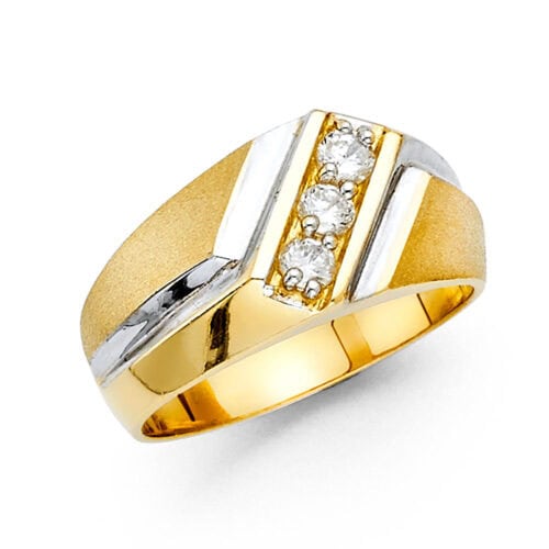 14K Yellow Gold Cubic Zirconia Men's Ring