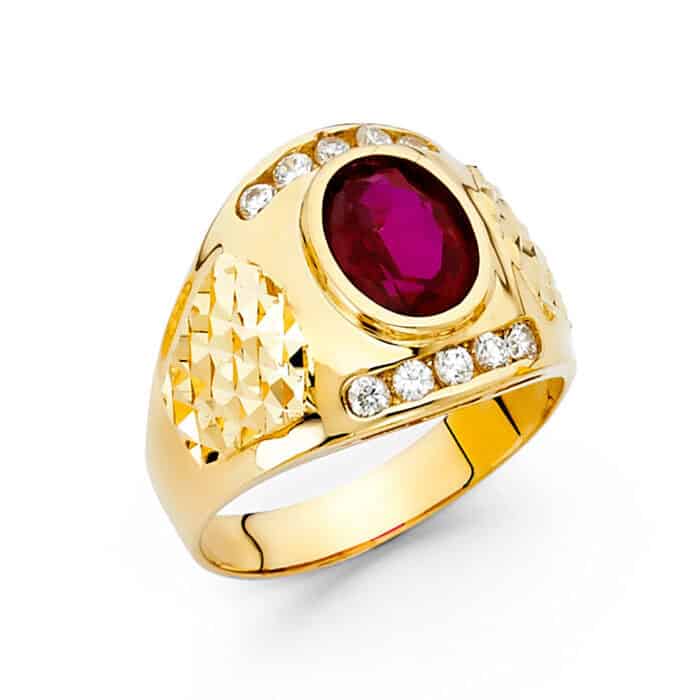 14K Yellow Gold Cubic Zirconia Men's Ring