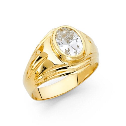 14K Yellow Gold Cubic Zirconia Men's Ring