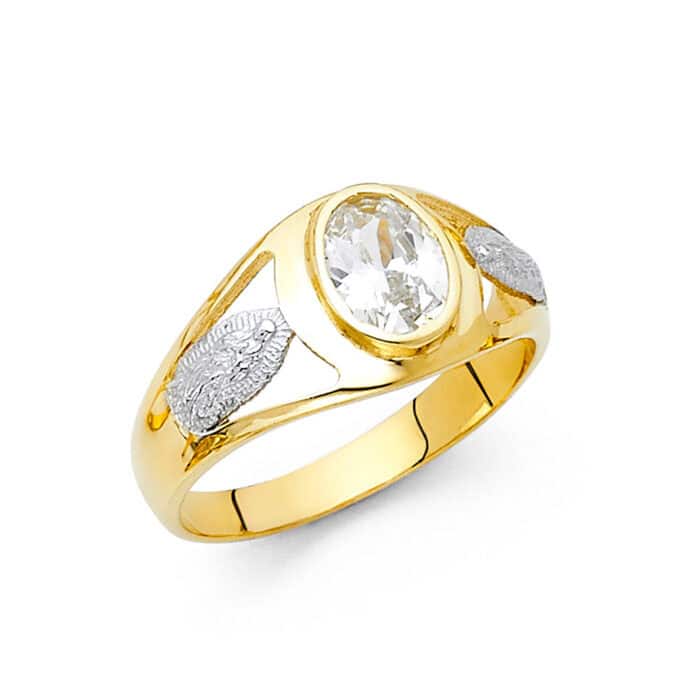 14K Two Tone Gold Cubic Zirconia Men's Ring