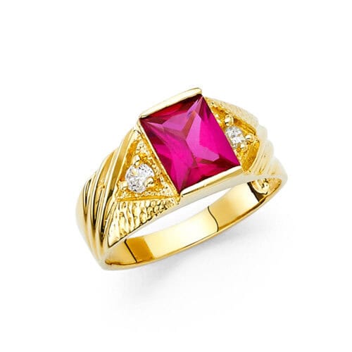 14K Yellow Gold Cubic Zirconia Men's Ring