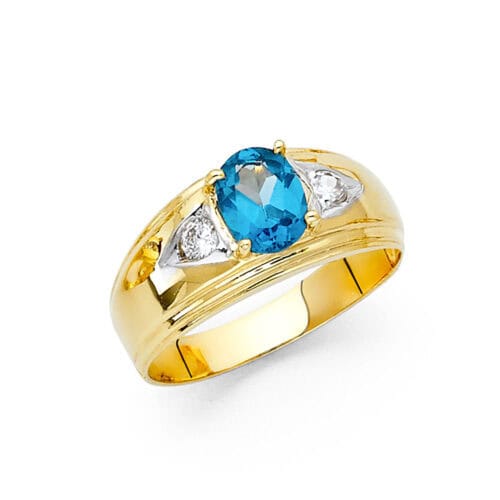 14K Yellow Gold Cubic Zirconia Men's Ring