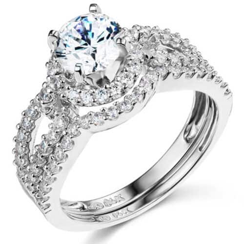14K White Gold Cubic Zirconia Duo Set