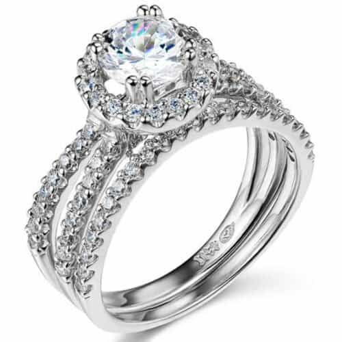 14K White Gold Cubic Zirconia Duo Set