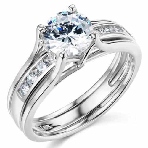 14K White Gold Cubic Zirconia Engagement Ring