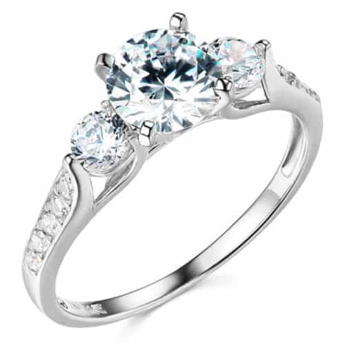 14K White Gold Cuibc Zirconia 1 carat Round Stone Engagement Ring