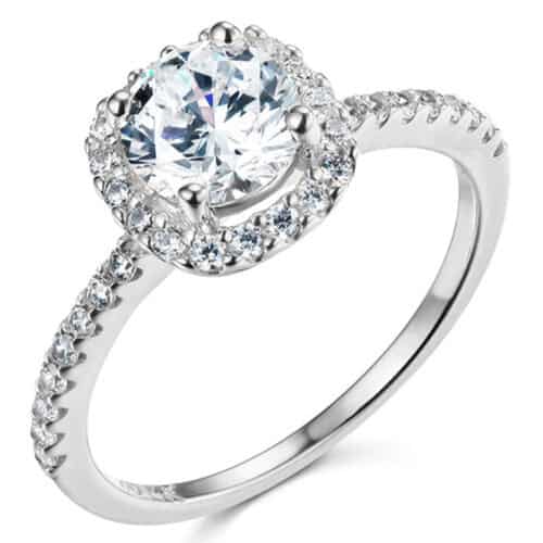 14K White Gold Cubic Zirconia Engagement Ring