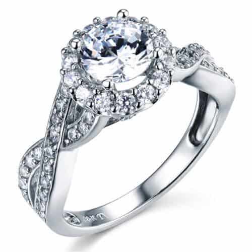 14K White Gold Cubic Zirconia Engagement Ring