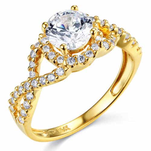 14K Yellow Gold Cubic Zirconia Engagement Ring