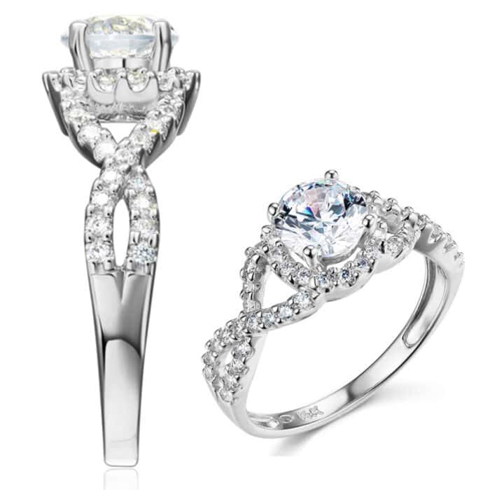 14K White Gold Cubic Zirconia Engagement Ring - Image 4