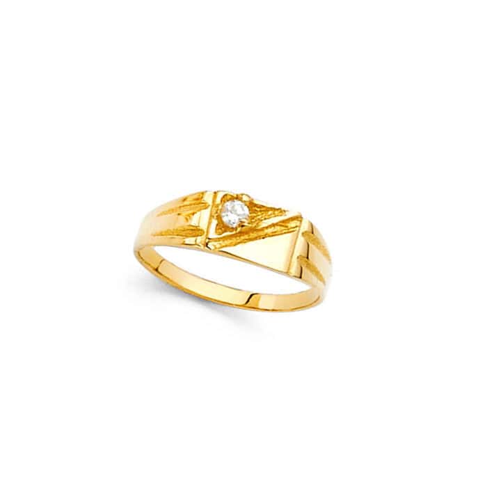 14K Yellow Gold Cubic Zirconia Babies Ring - Image 3